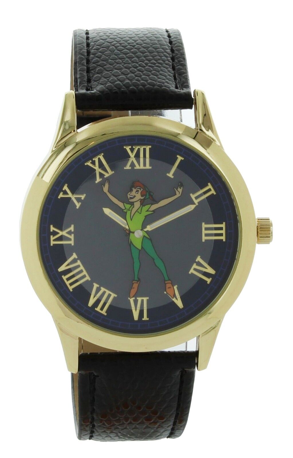 Disney\'s Peter Pan gold tone Rotating disc second hand Watch