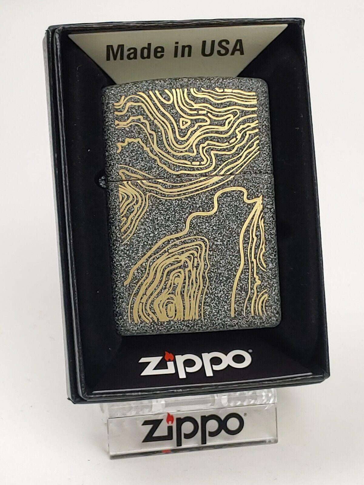 Zippo 211 Topo Map Engraved on Iron Stone  Lighter - DEC (L) 2021