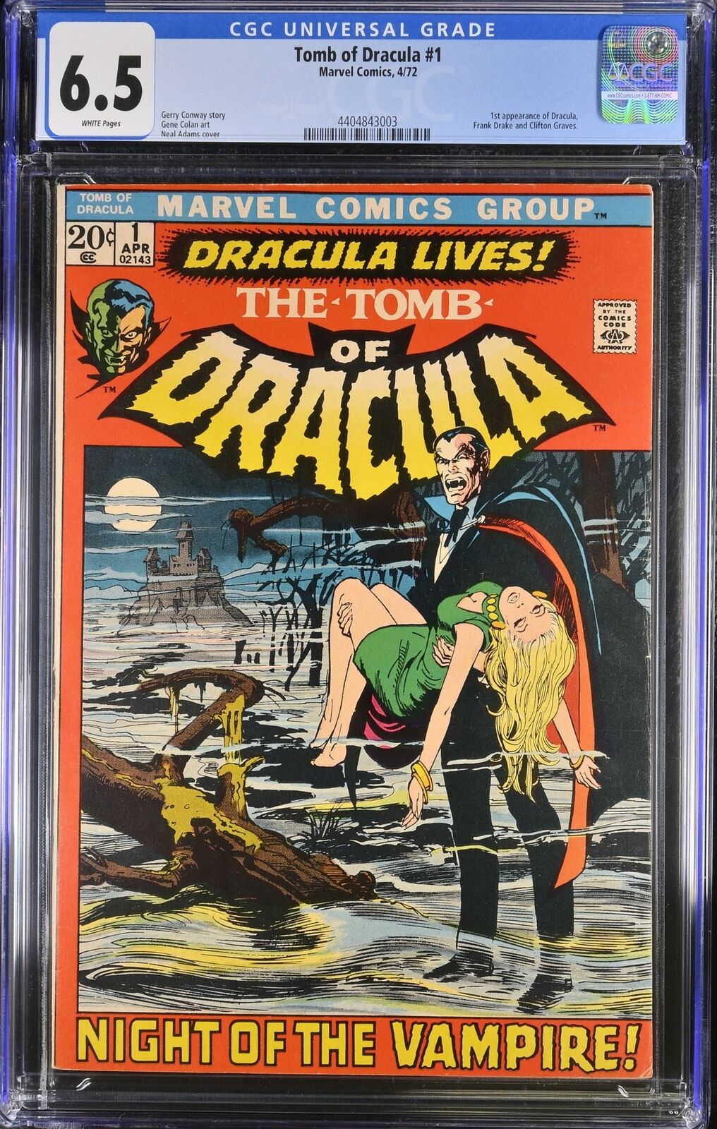 Tomb Of Dracula (1972) #1 CGC FN+ 6.5 1st Appearance Neal Adams Cover