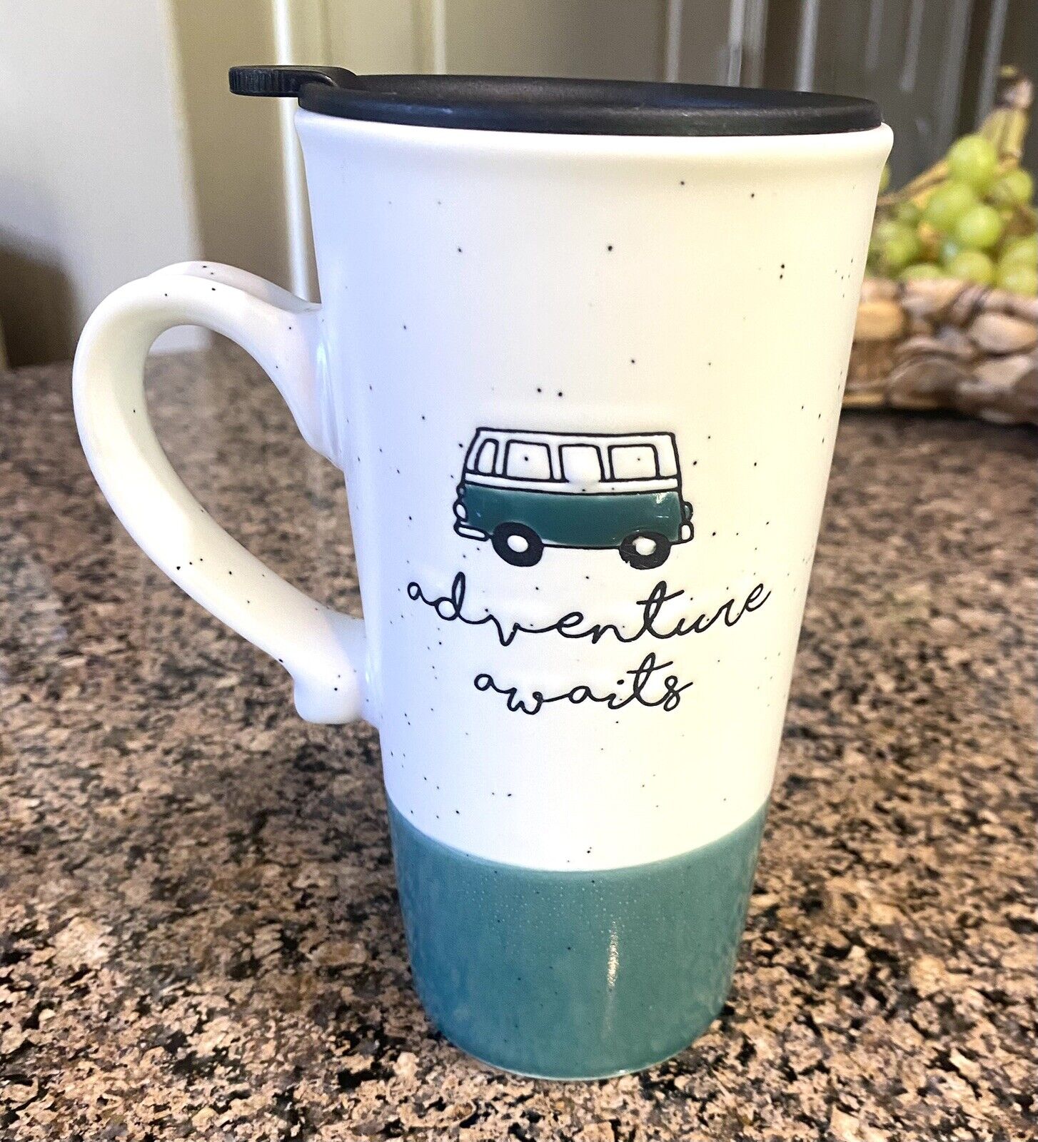 6.5 inch Sheffield Home “Adventure Awaits” Coffee Travel Mug With Lid 12 ounce