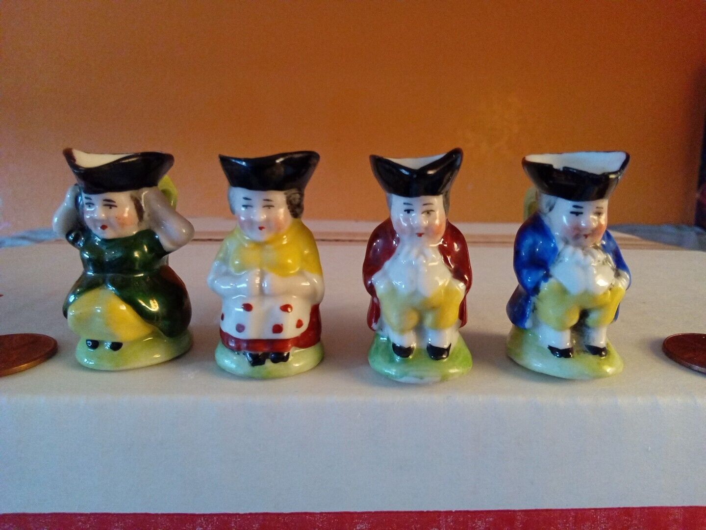 4 Vintage Small Miniature Tobys Jugs Pitcher ( Unmarked )