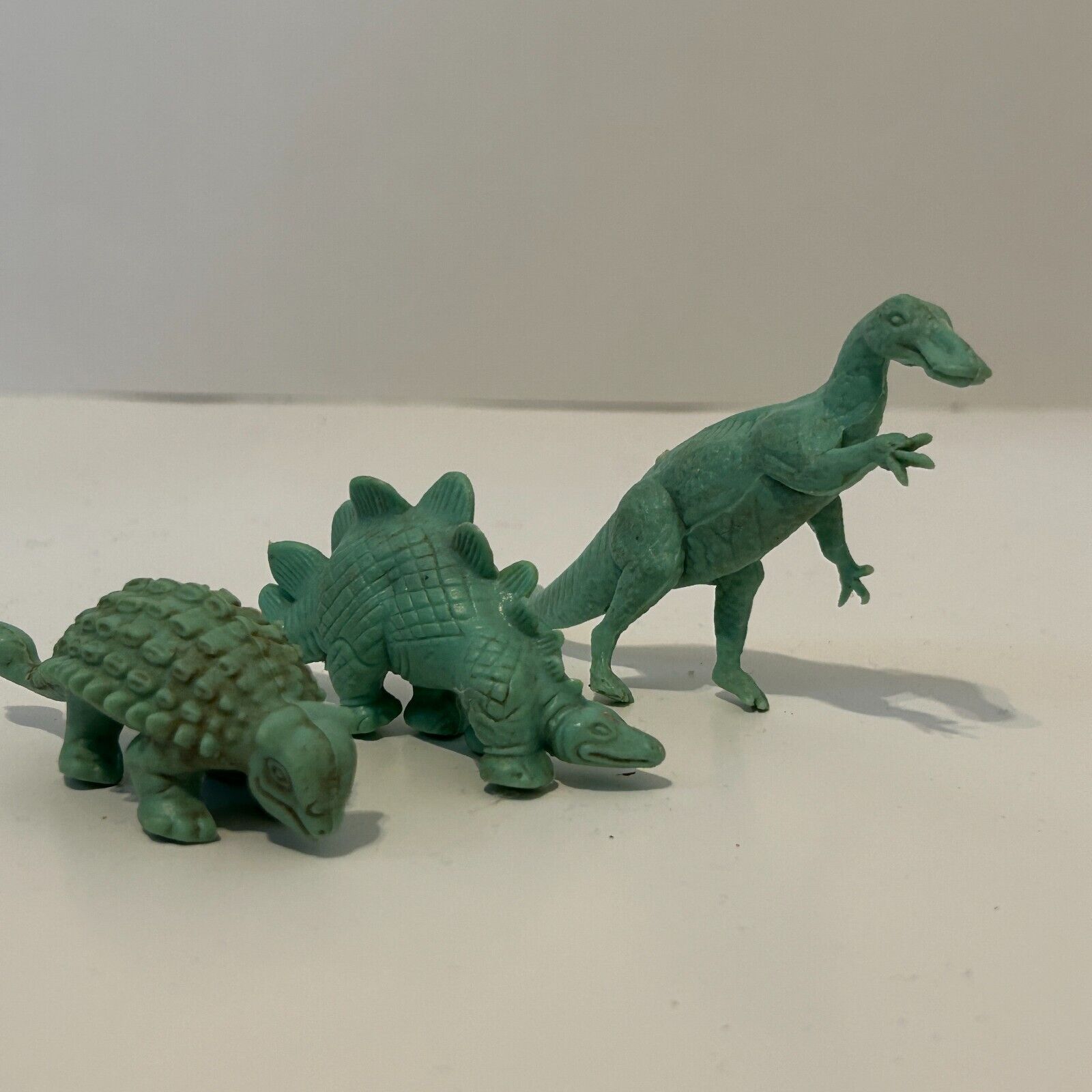 70s Lot 3 Marx Trachodon Ankylosaurus Mint Green Prehistoric Plastic Dinosaurs