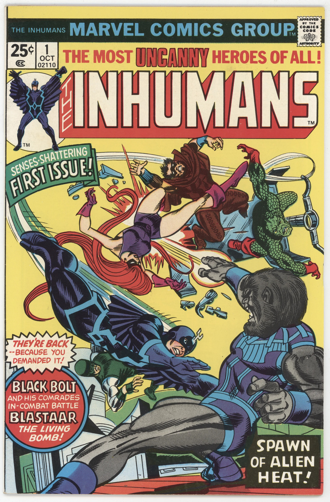 Inhumans 1 Marvel 1975 VF Gil Kane Black Bolt Medusa Blastaar
