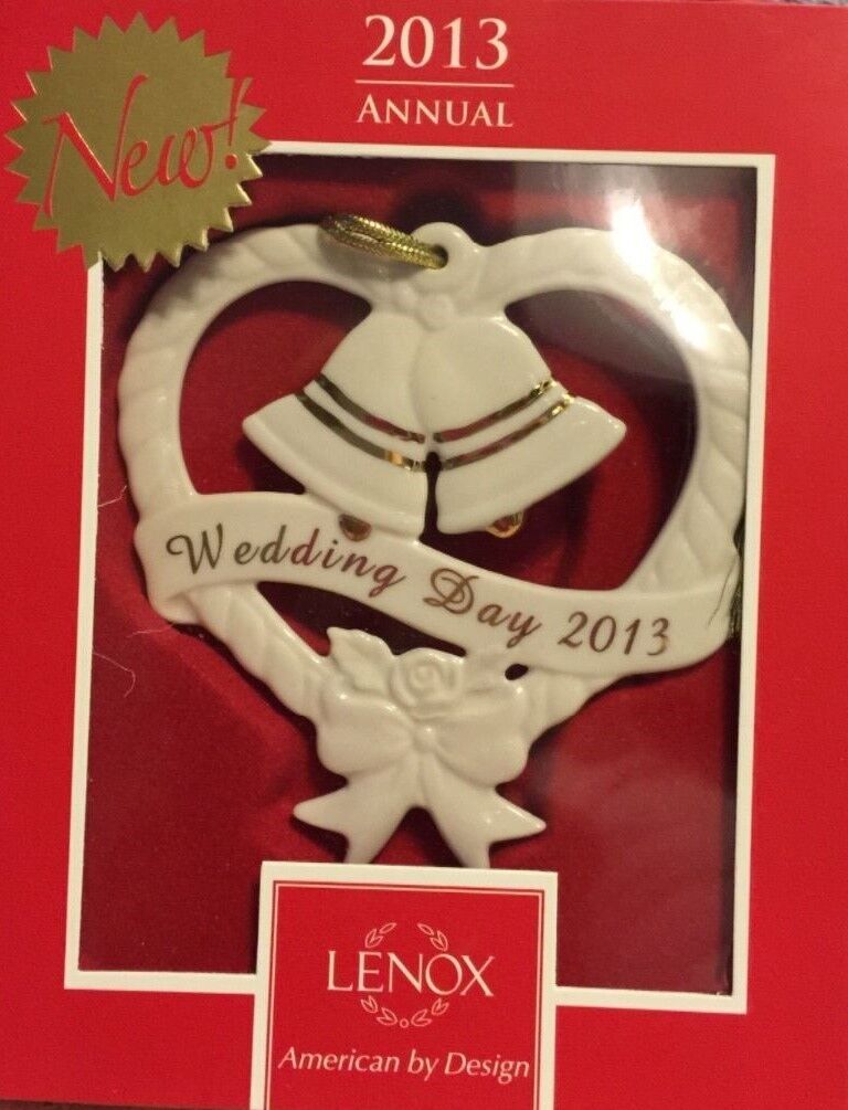 LENOX Annual 2013 WEDDING DAY Bells Ornament First Christmas  NIB
