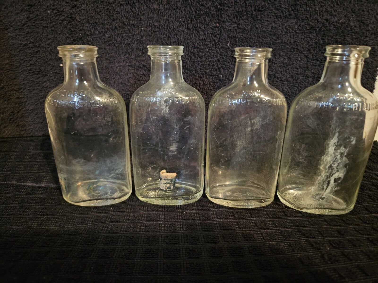 Lot 4 Vintage/antique Mrs. Stewart's Bluing Glass Bottle 