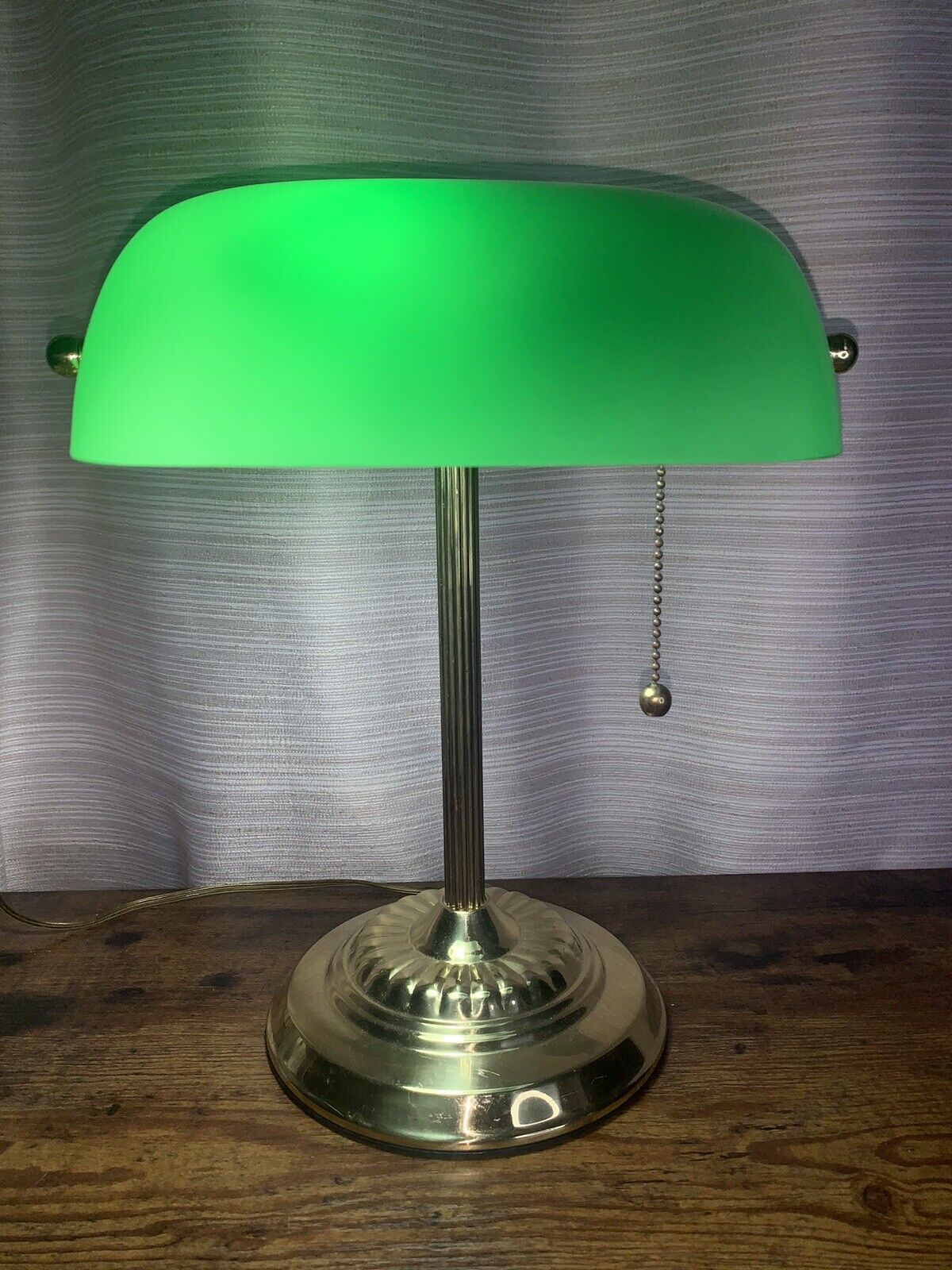 Antique Vintage Green Emeralite ARM BRASS Bankers Desk Lamp Retro Works Tested