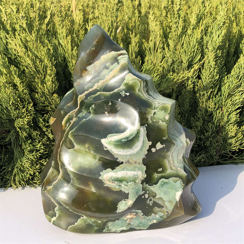 5.65kg Natural Ocean Jasper Carved Flame Shape Quartz Crystal Energy Reiki Heal