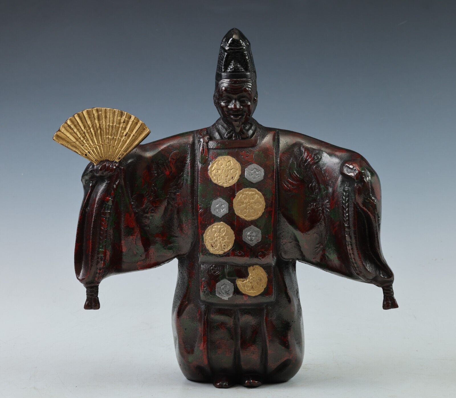 Japanese Noh Dancer Dark Bronze Figure -Okina- 翁 Tsushima