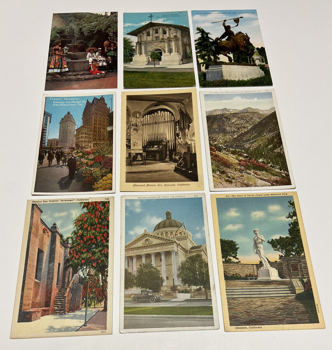 RARE Lot of 9 Postcards CALIFORNIA  VINTAGE CA Travel Post Card 1930s-1950s Era