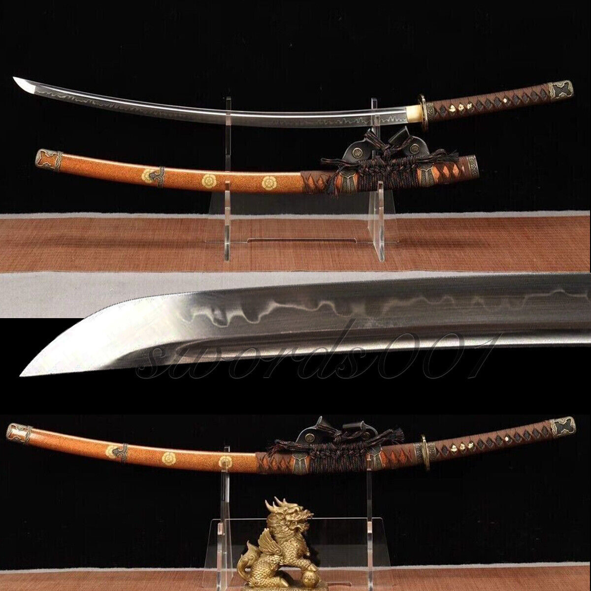 T10 Steel Katana Battle Ready Sharp Japanese Samurai Tachi Sword Real Hamon