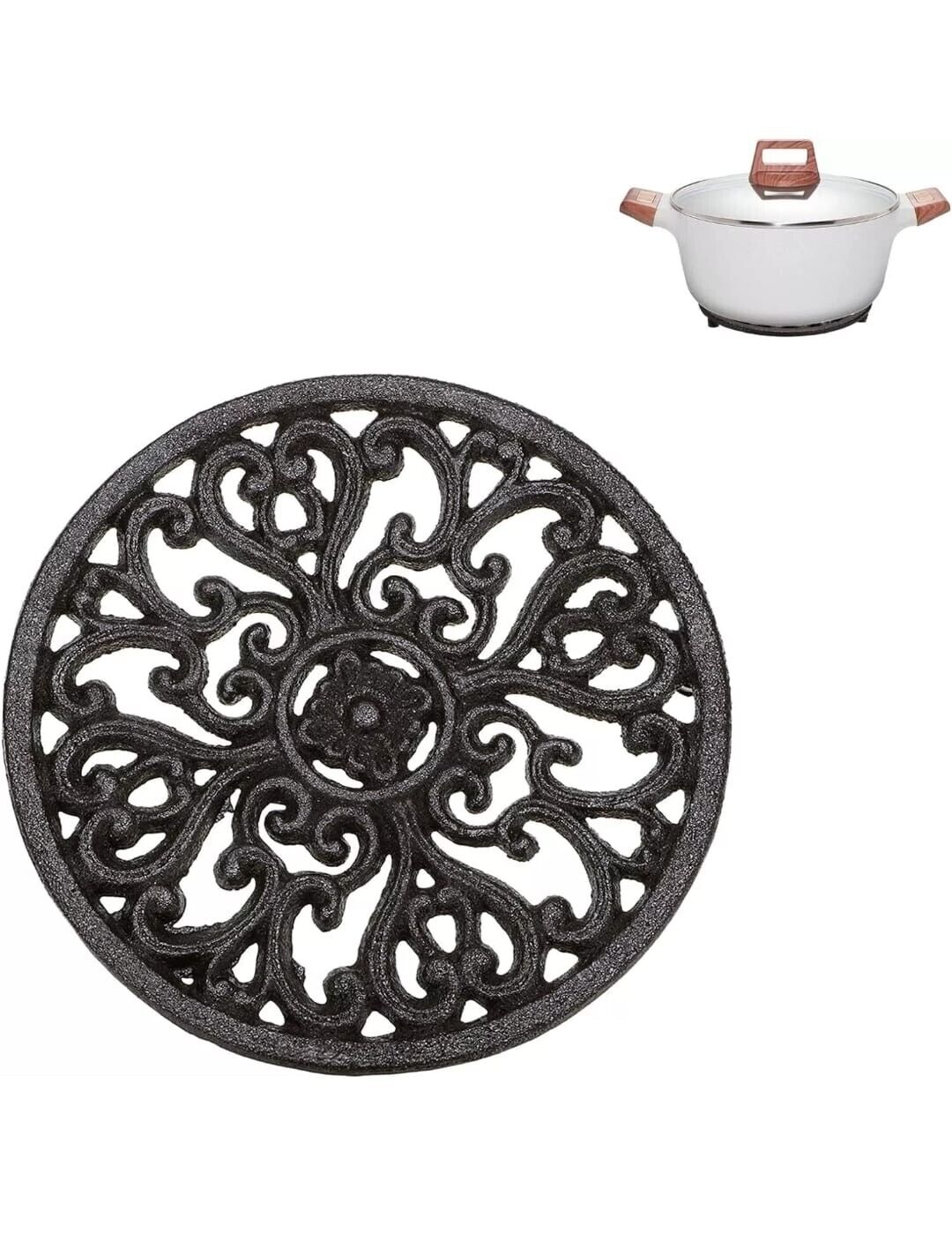 Metal Cast Iron Decorative Round Circular Kitchen Trivet Measure decor 6.7 Inch