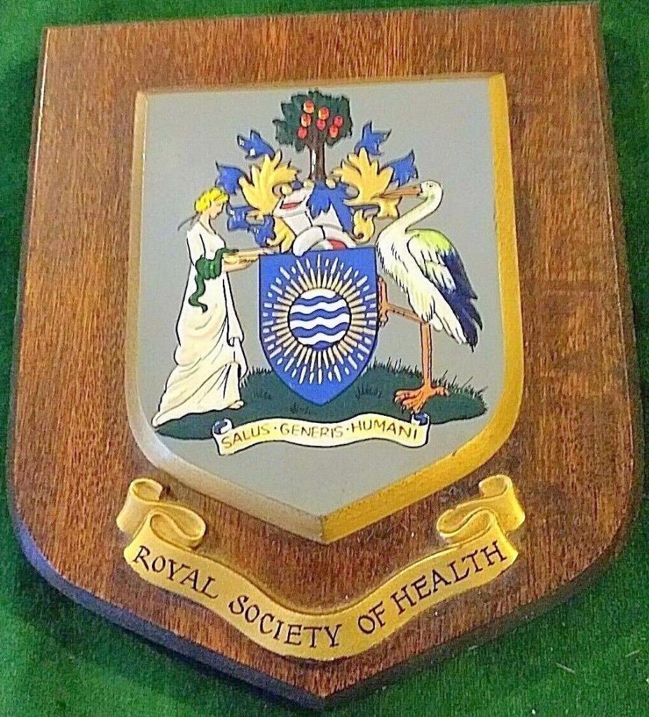 Vintage Royal Society of Health University College School Crest Shield Plaque bx