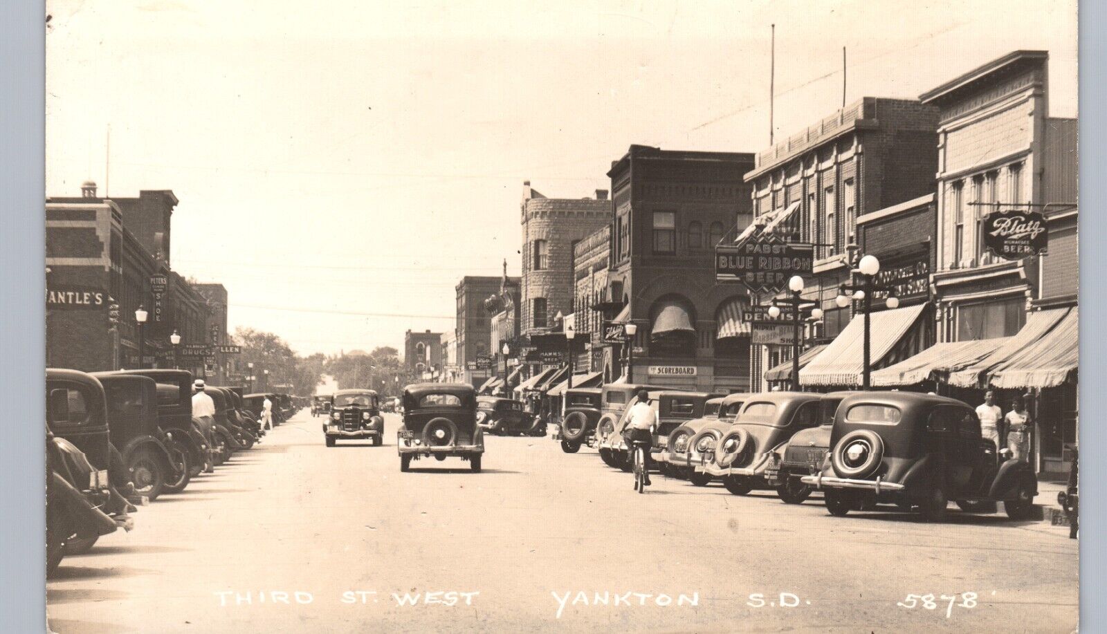 THIRD STREET WEST real photo postcard rppc YANKTON SOUTH DAKOTA SD 1930s