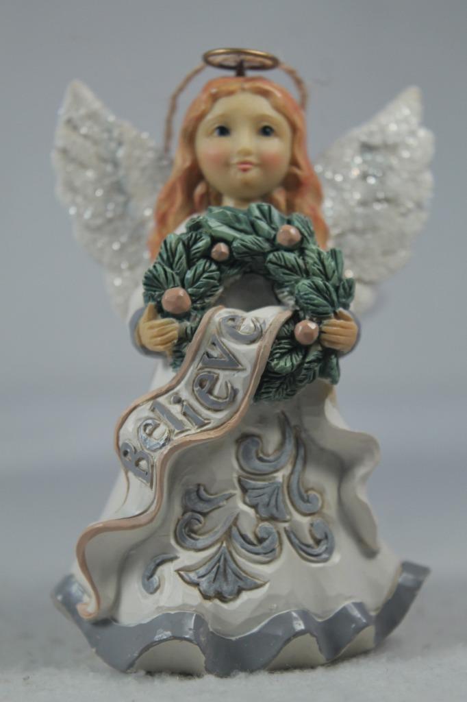 Jim Shore 2022 White Woodland \'Believe\' Angel Ornament #6009587 NEW In Box
