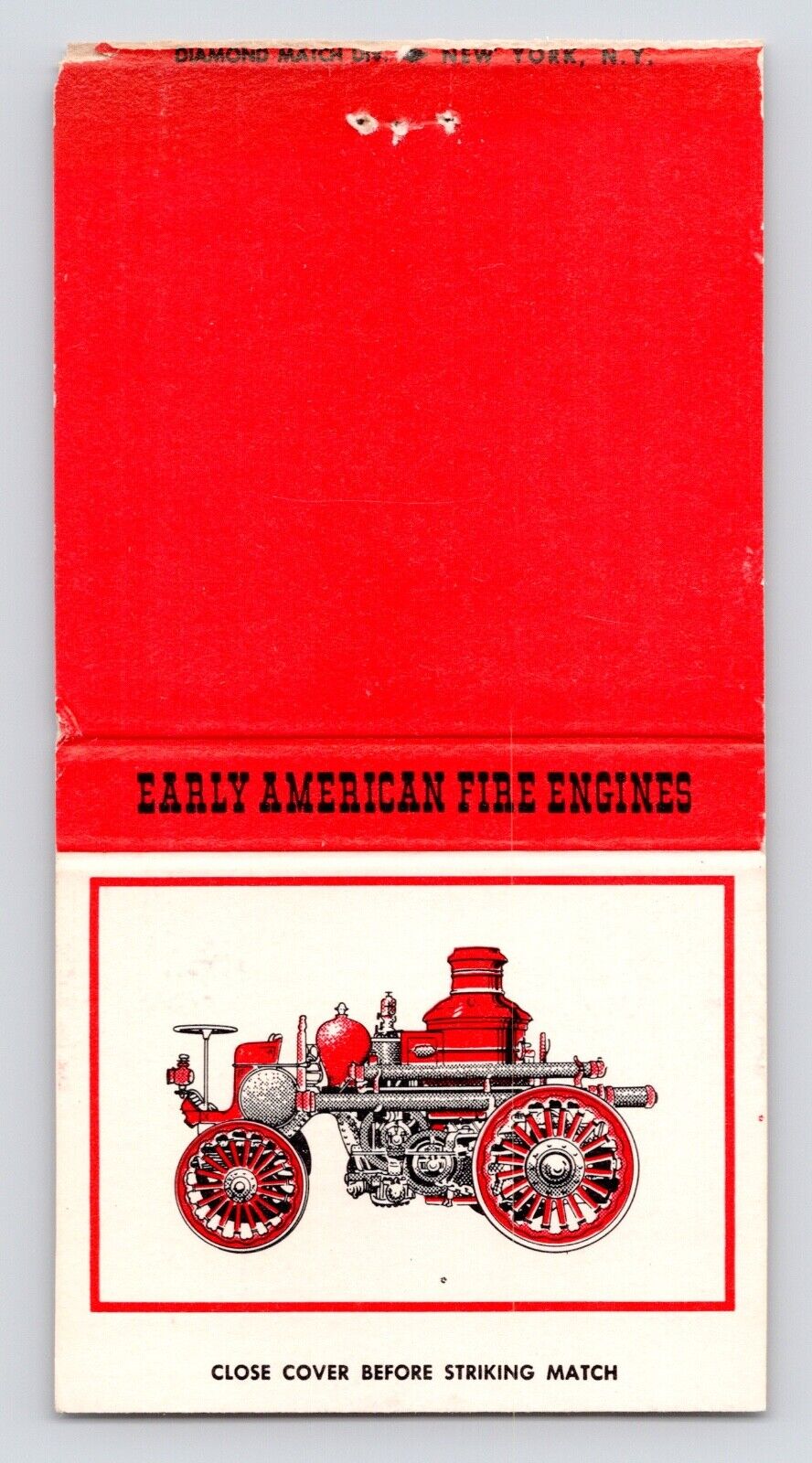 c1970s Early American Fire Engines Steam Wagon No 3 Vintage Matchbook Cover