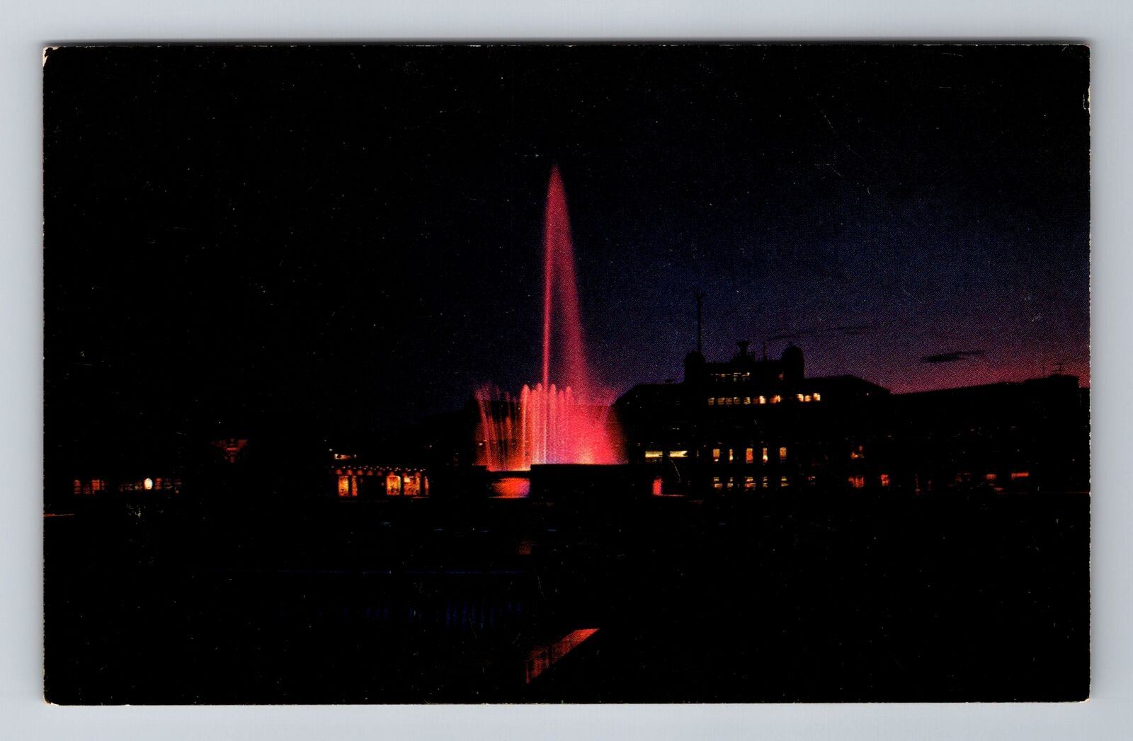 Pittsburgh PA-Pennsylvania, Fountain At Night, Antique Souvenir Vintage Postcard