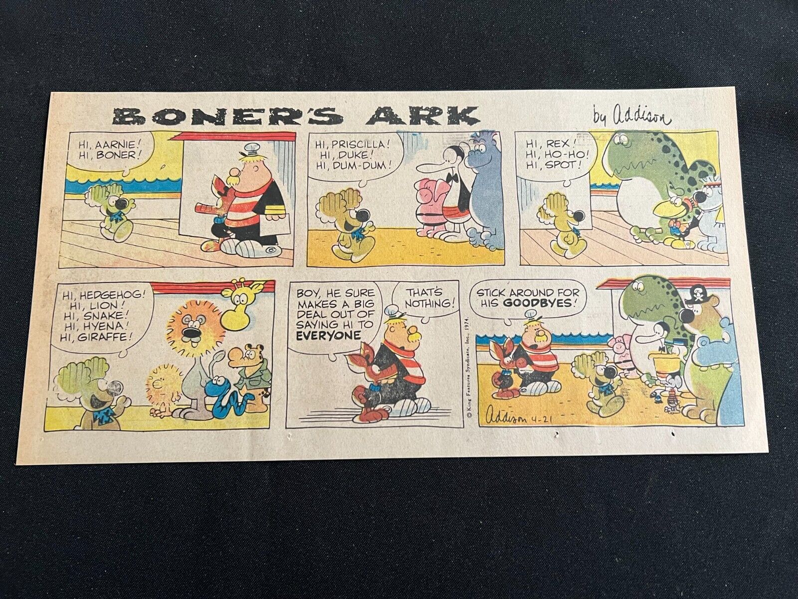 #06 BONER'S ARK by Mort Walker Lot of 8 Sunday Third Page Comic Strips 1974