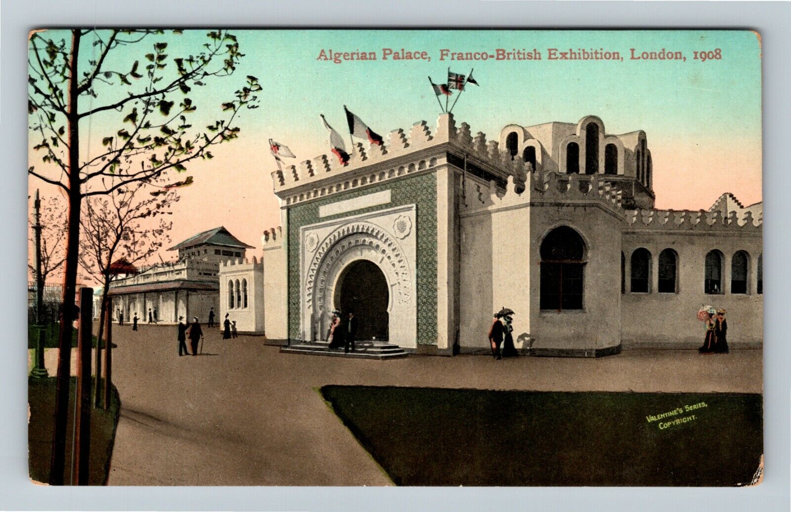 London United Kingdom Franco-British Exhibition Algerian Palace Vintage Postcard
