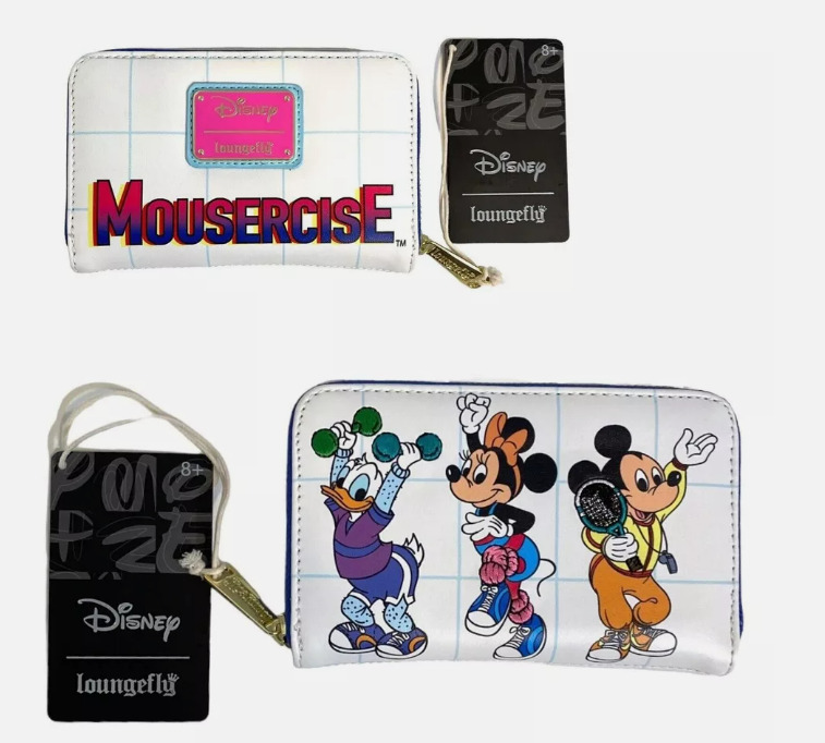 Loungefly Wallet Zip Around Disney Mousercize Daisy Minnie Mickey Exercise NWT