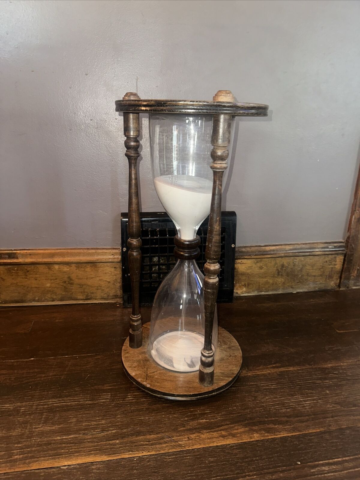 Vintage Blenko Hourglass Blown Glass Wood 24