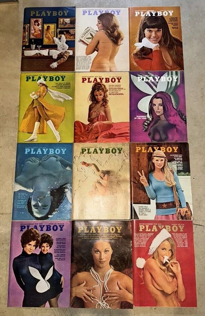 Vintage 1970 Playboy Magazine Full Year Complete Set Lot 12 w/ Centerfolds