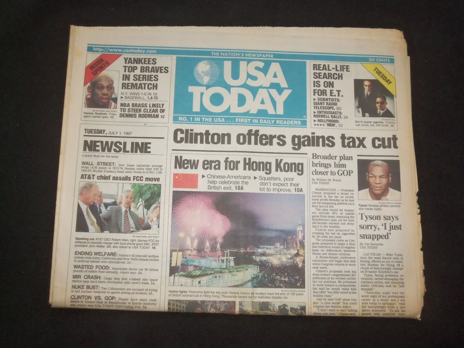 1997 JULY 1 USA TODAY NEWSPAPER - CLINTON OFFERS GAINS TAX CUT - NP 7874