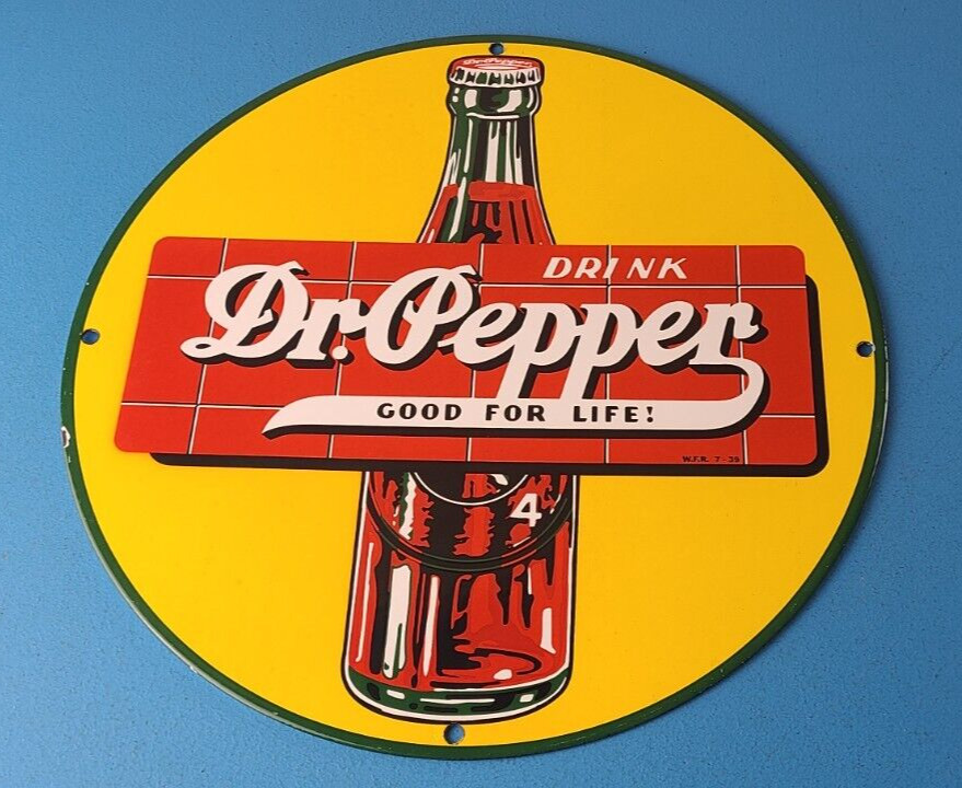 Vintage Dr Pepper Porcelain Soda Sign -Beverage Cola Restuarant Bar Gas Sign