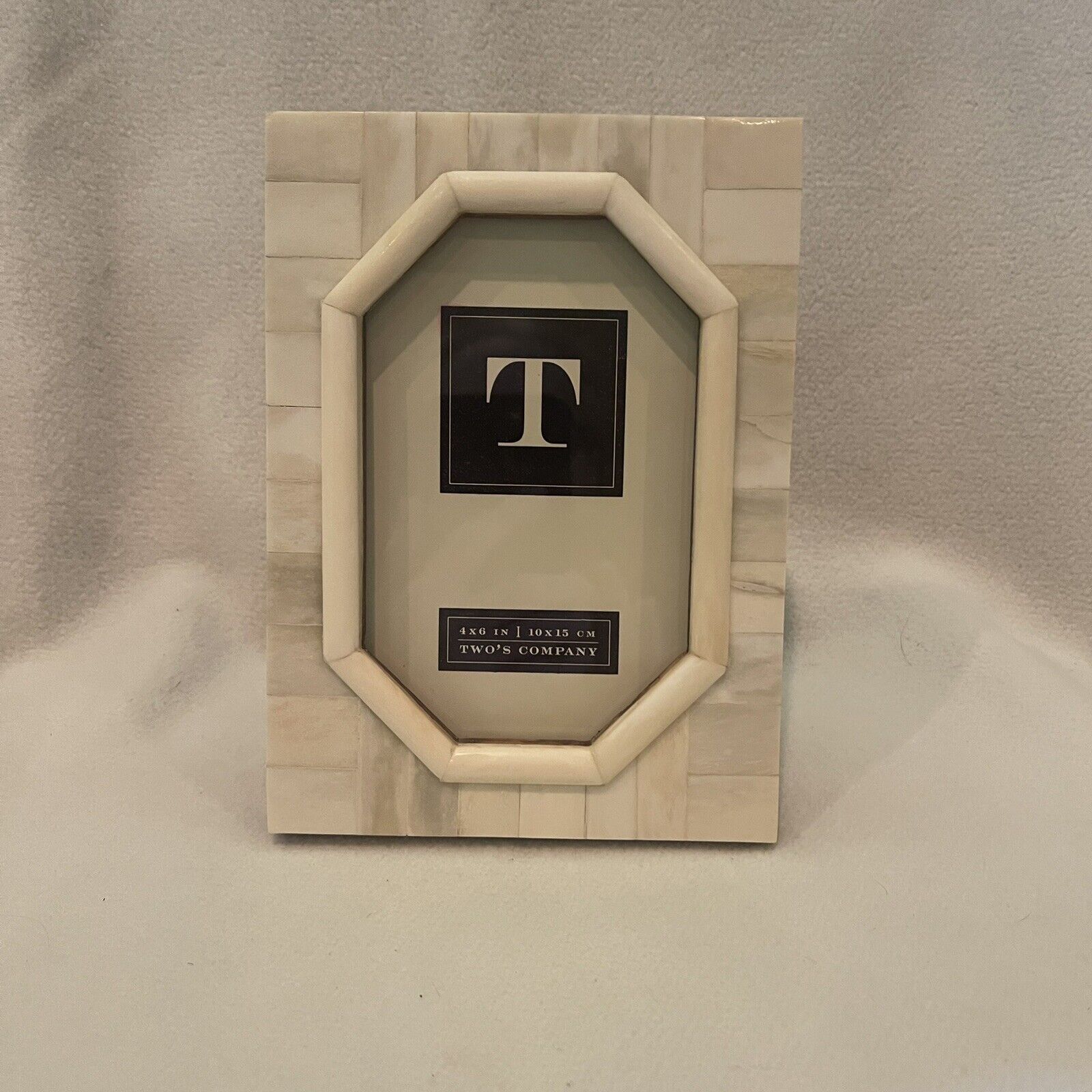 Vintage Two's Company Picture Frame 4x6 Handmade Bone Octagon