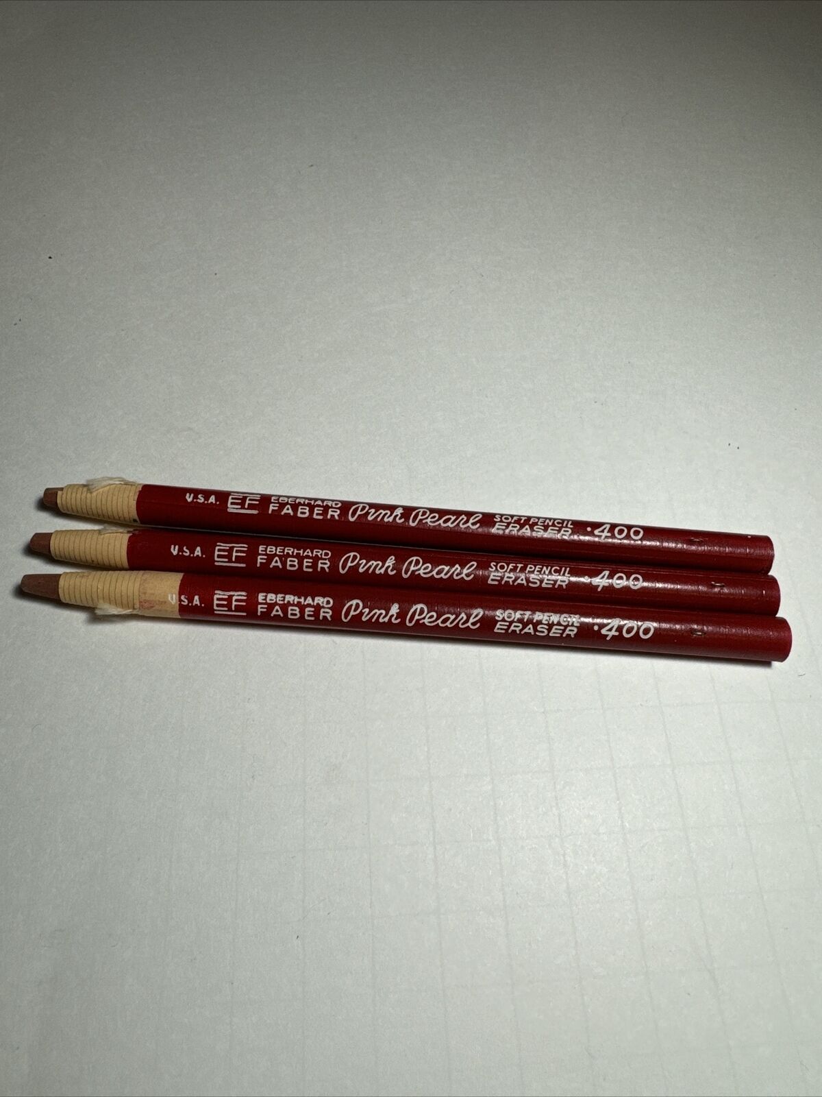 Vtg Lot of 3 Eberhard Faber Pink Pearl Soft Pencil Eraser 400