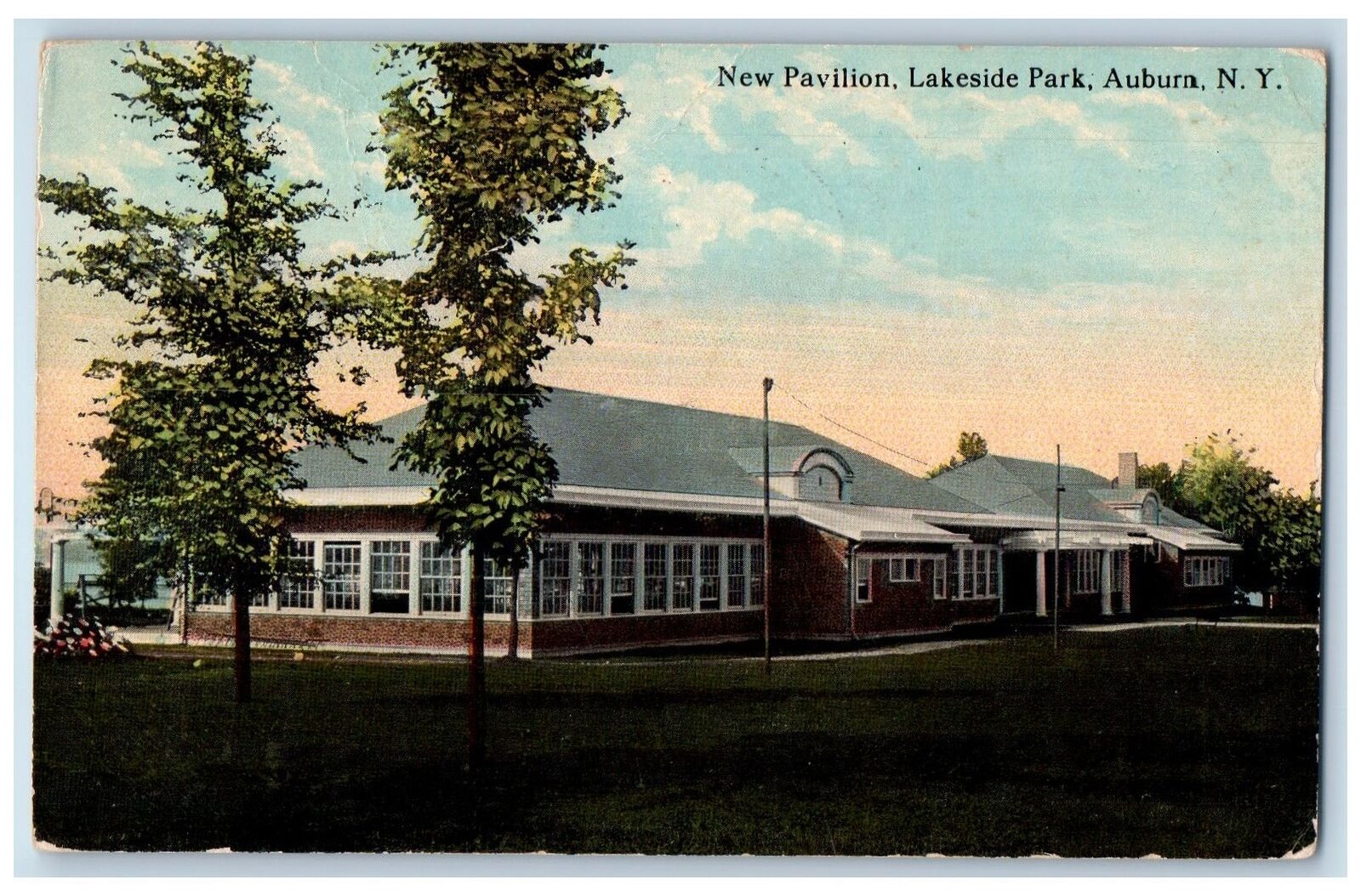 1913 New Pavilion Lakeside Park Auburn New York NY Posted Postcard