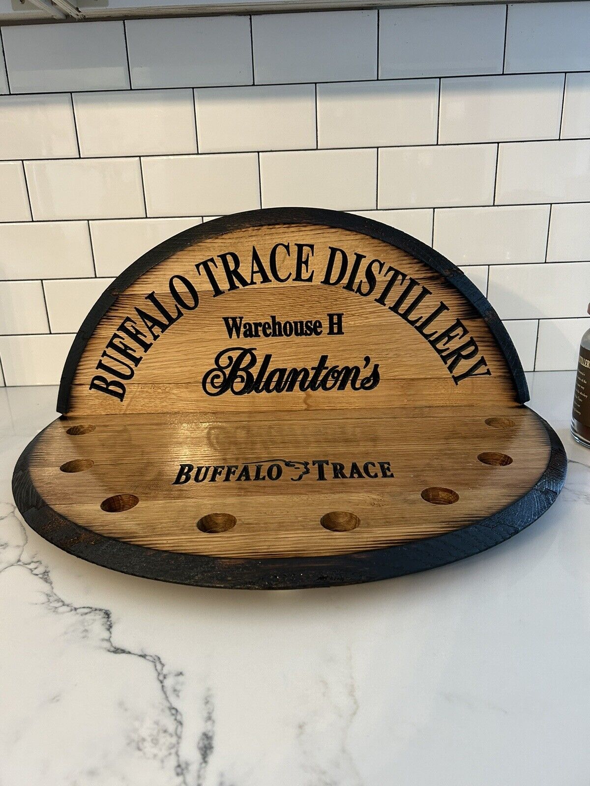 Blantons Bourbon Carved Display- Bourbon Bar-Barrel Lid Display