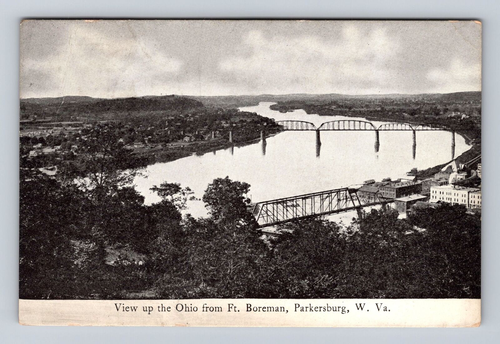 Parkersburg WV-West Virginia, Ohio From Fort Boreman, Vintage c1909 Postcard
