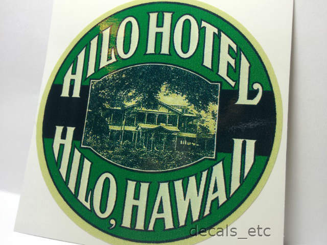 Hilo Hotel Hawaii Vintage Style Travel Decal / Vinyl Sticker, Luggage Label