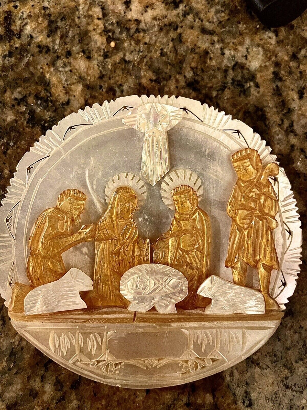 Mother of Pearl Antiq Vtg of the Birth of Christ - The Holy Nativity  6\
