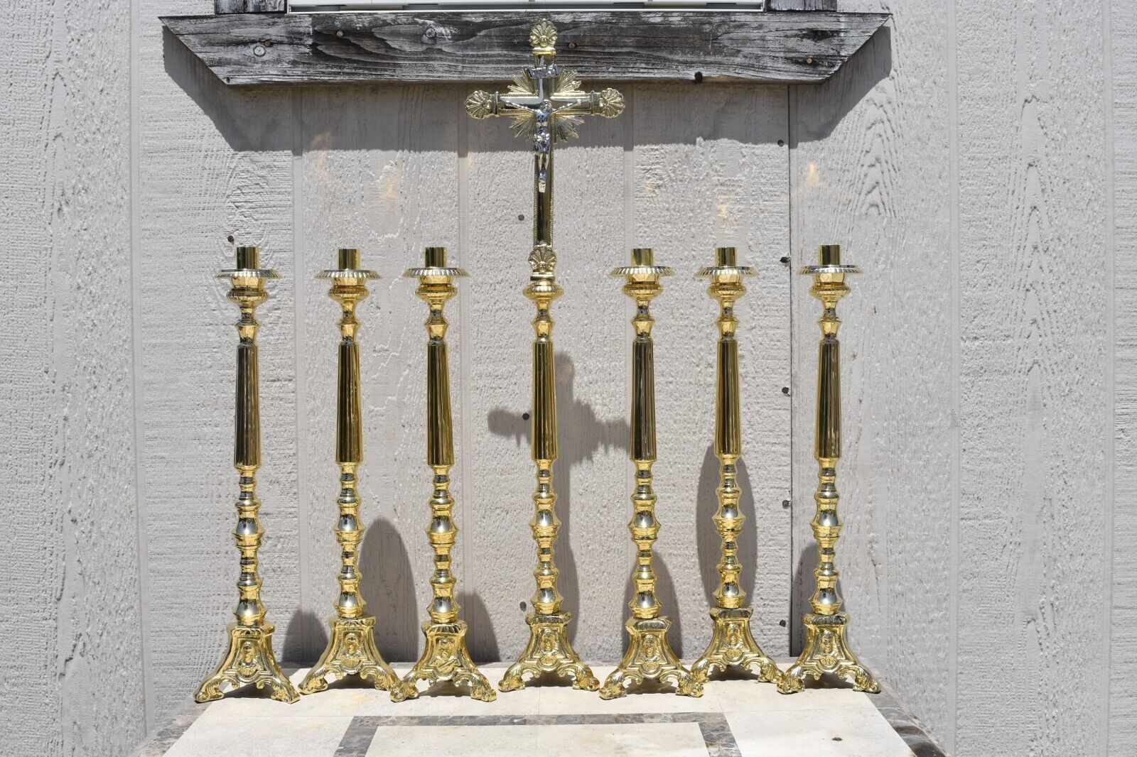 Altar Candlesticks and Altar Cross Set