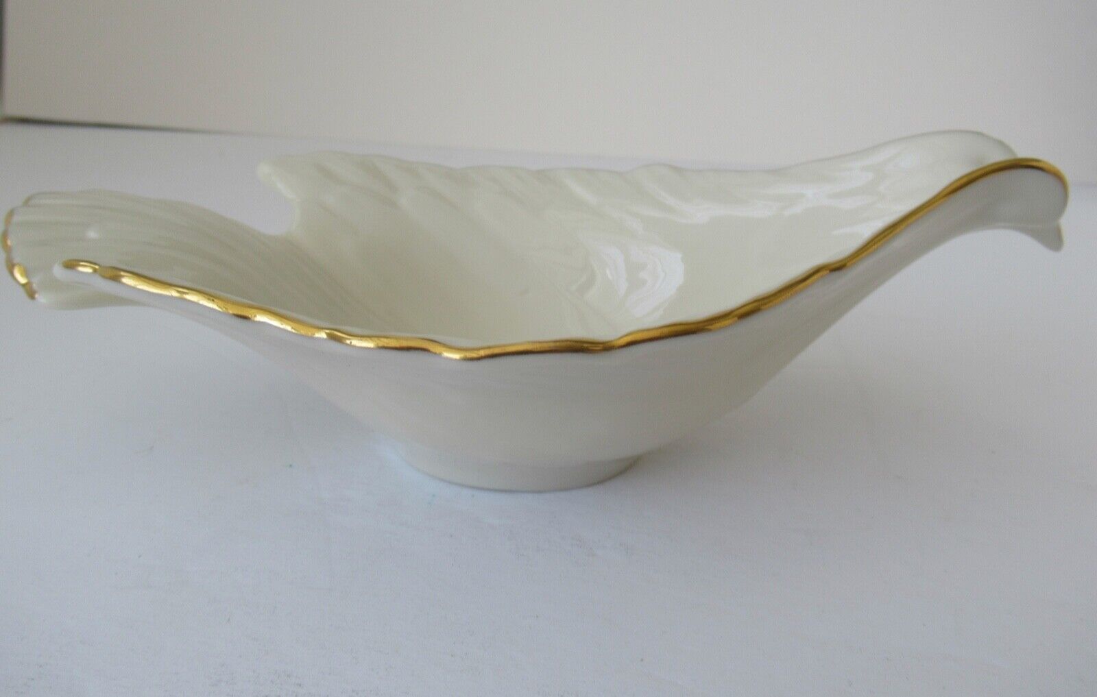 Lenox Ivory Open Dove Shaped Porcelain Candy Dish, Bowl  with Gold Trim, Vintage