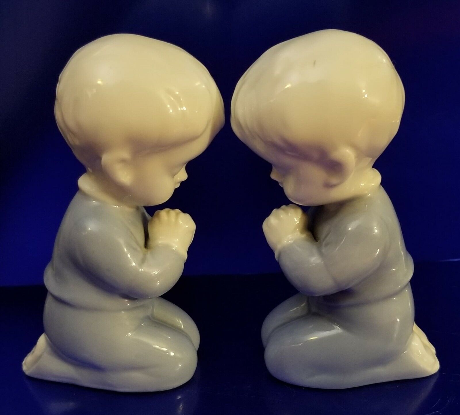 Beautiful Pair of Porcelain Praying Boys Vintage 