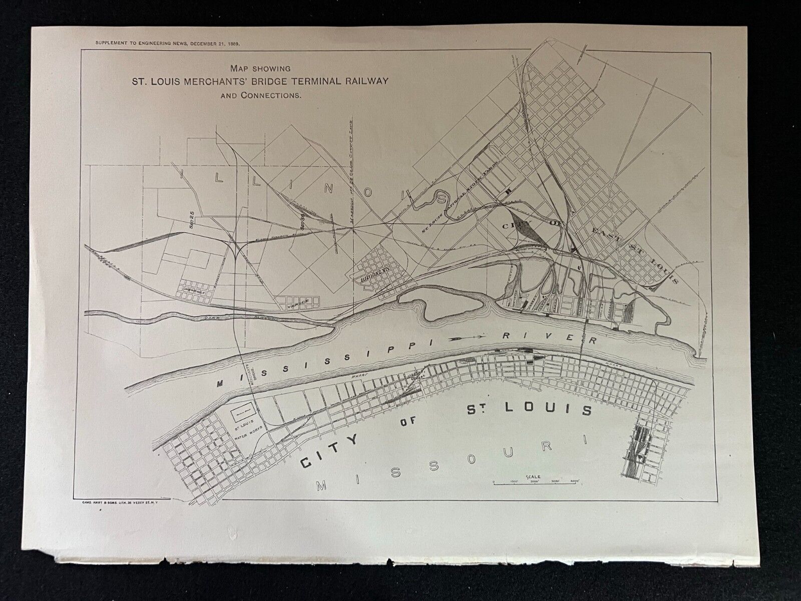 1889 Industrial Map Illustration St. Louis Merchant\'s Bridge Terminal Railway