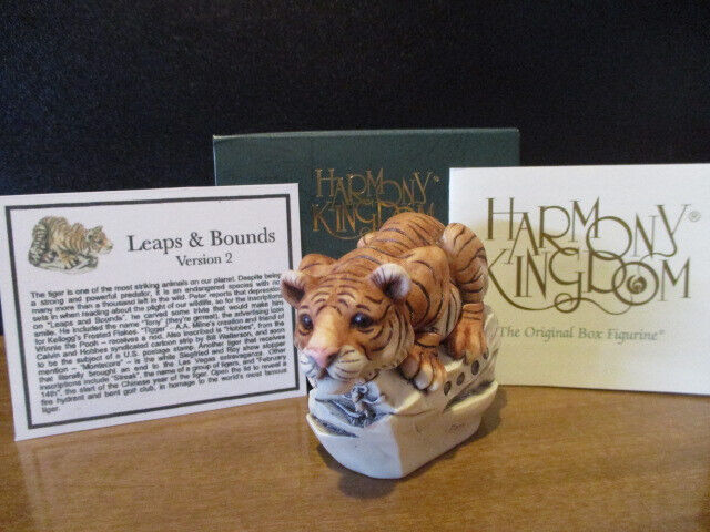 Harmony Kingdom Leaps and Bounds V2 Bengal Tiger Box Figurine Nice Pc LE250 RARE