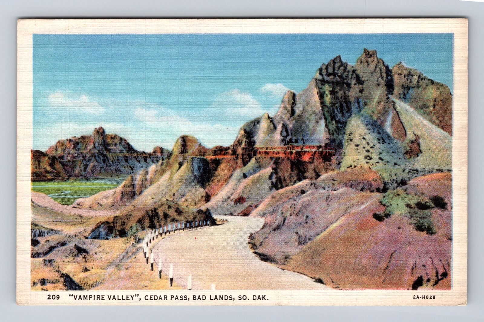 Bad Lands SD-South Dakota, Vampire Valley, Cedar Pass, Vintage Souvenir Postcard