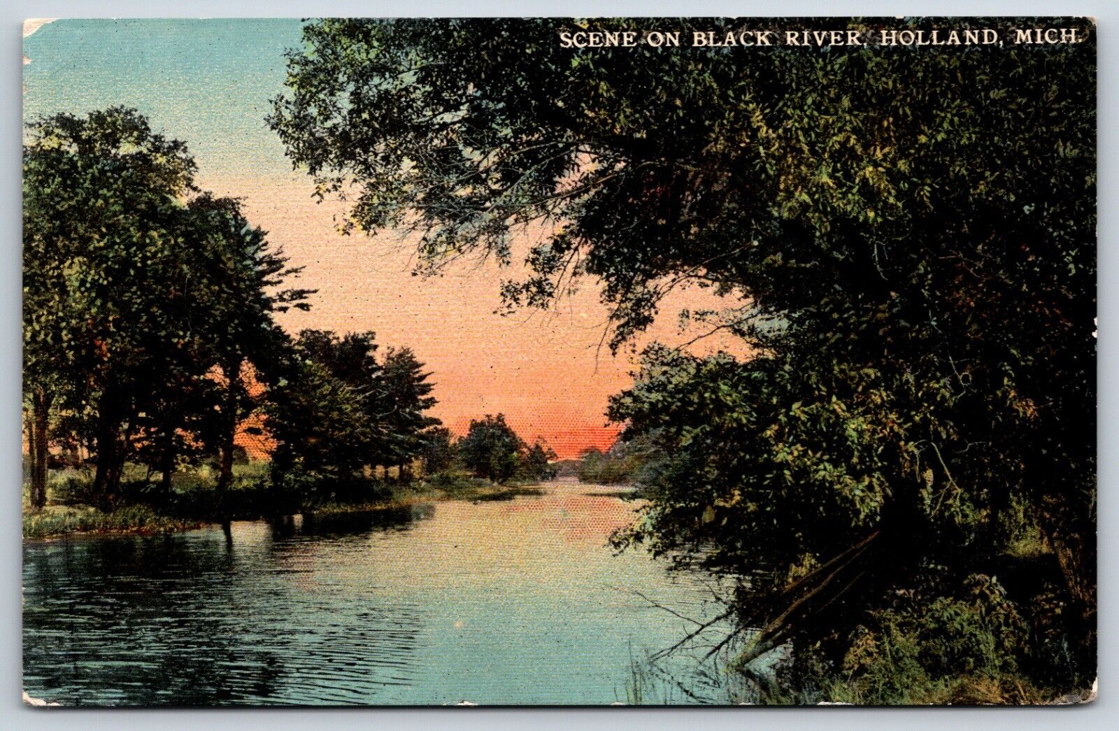 Postcard Scene On Black River, Holland Michigan