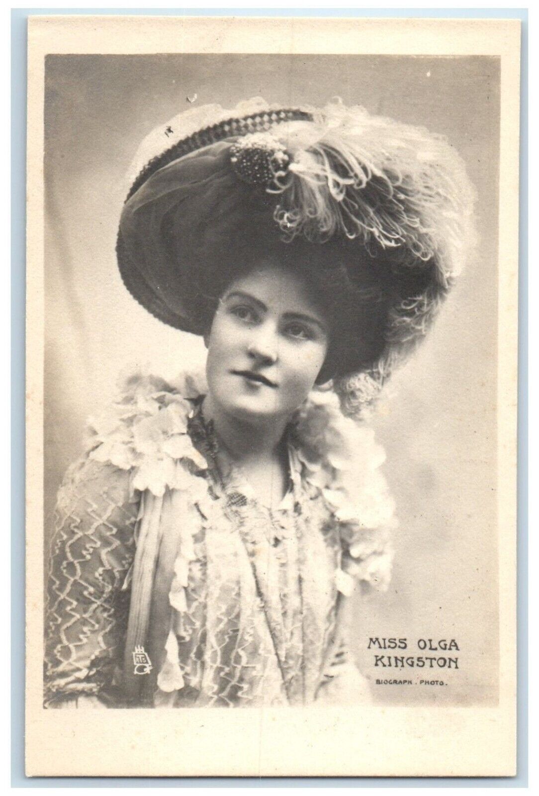 c1905 Miss Olga Kingston Actress Studio Portrait Unposted Antique Postcard