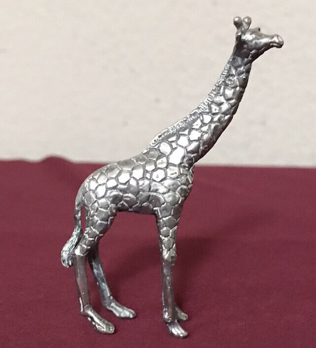 Vintage 800 Silver Giraffe Paperweight Sculpture Miniature Figurine