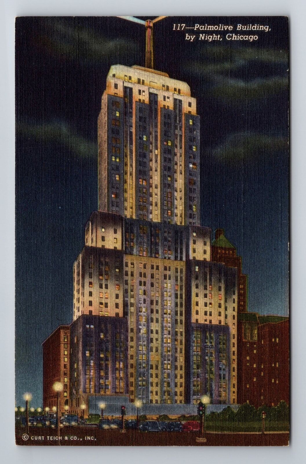 Chicago IL- Illinois, Palmolive Building, Art-Deco, Antique, Vintage Postcard