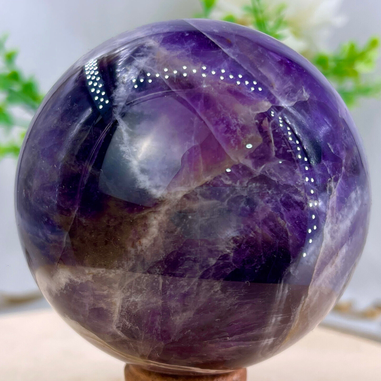 1.32LB Natural Dream Amethyst Quartz Crystal Sphere Ball Healing