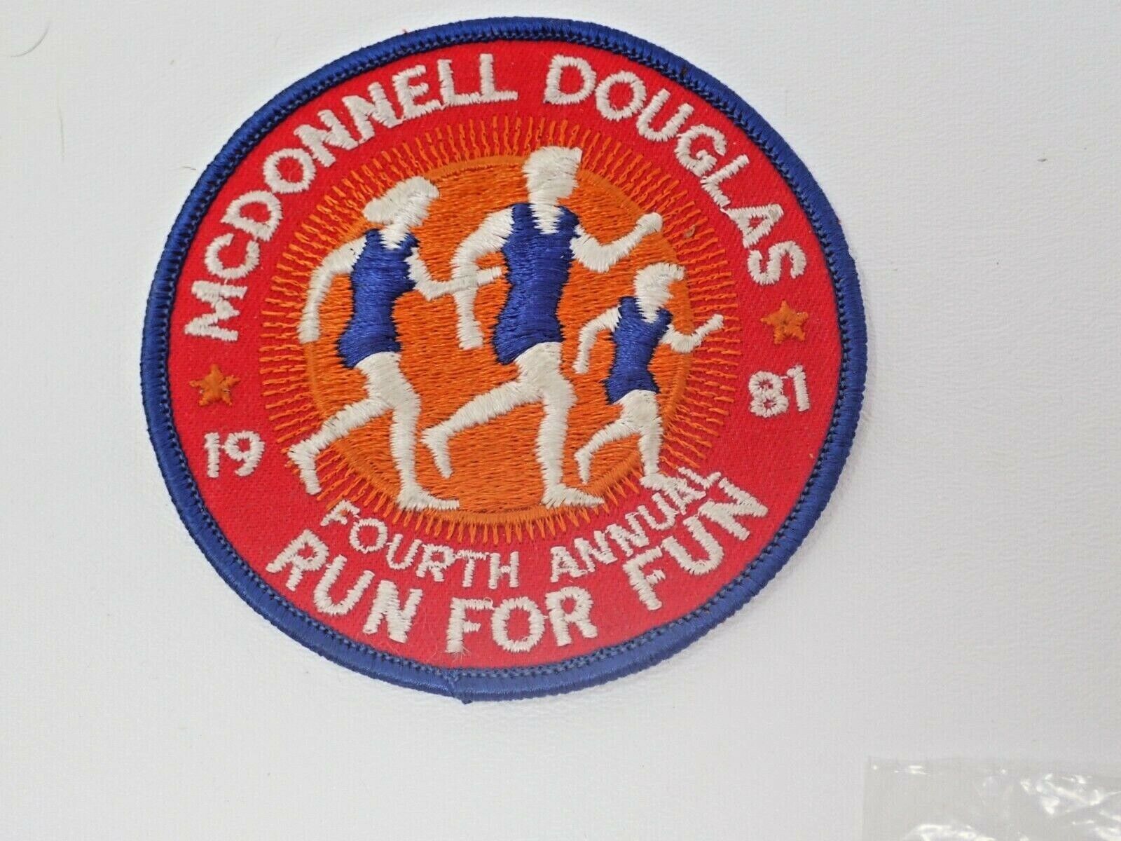 McDonnell Douglas Fourth Annual Run for Fun Large Embroidered Patch Vintage 1981