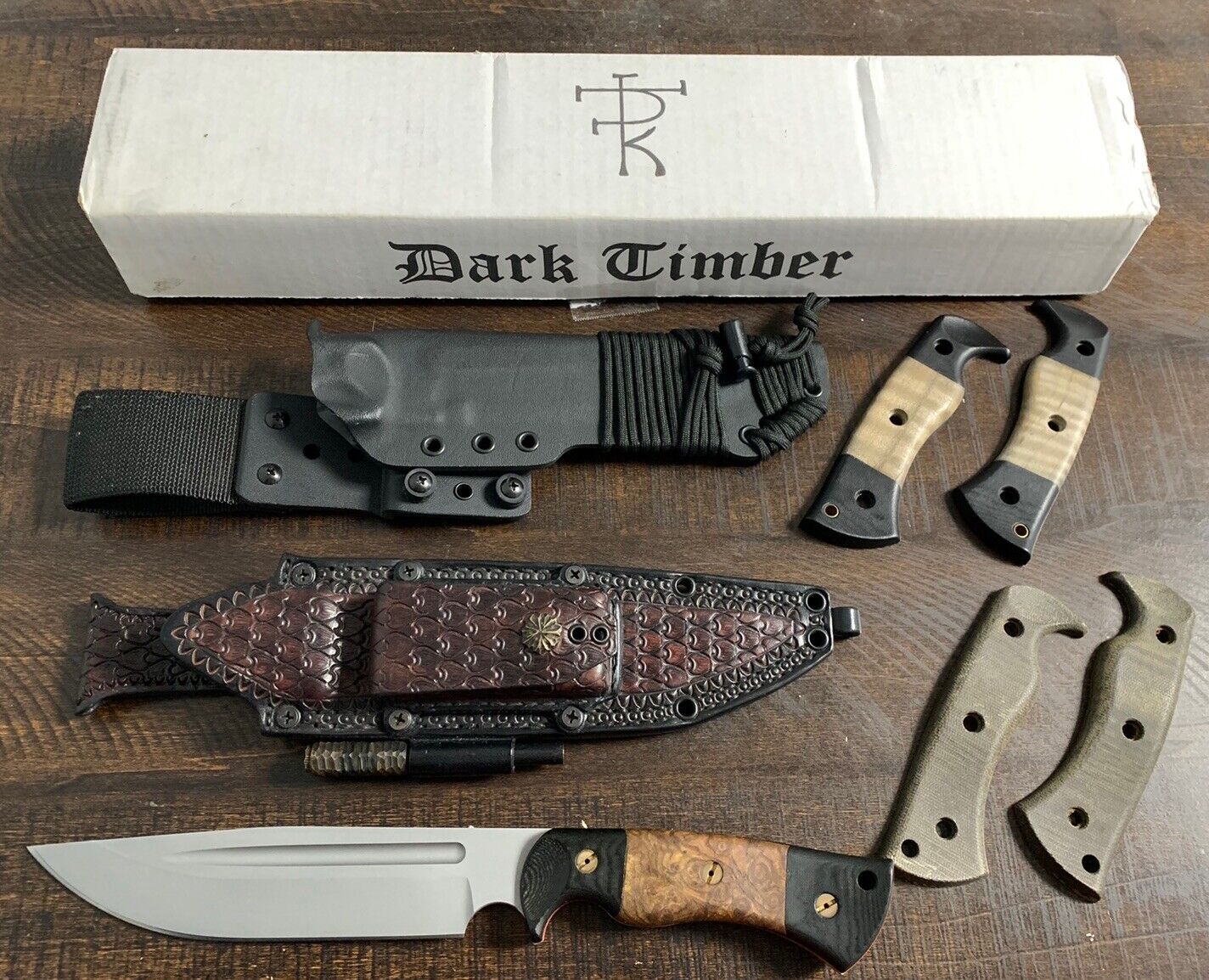 🔥 DARK TIMBER HONEY BADGER - GEN 1 FIXED BLADE KNIFE WITH EXTRAS 