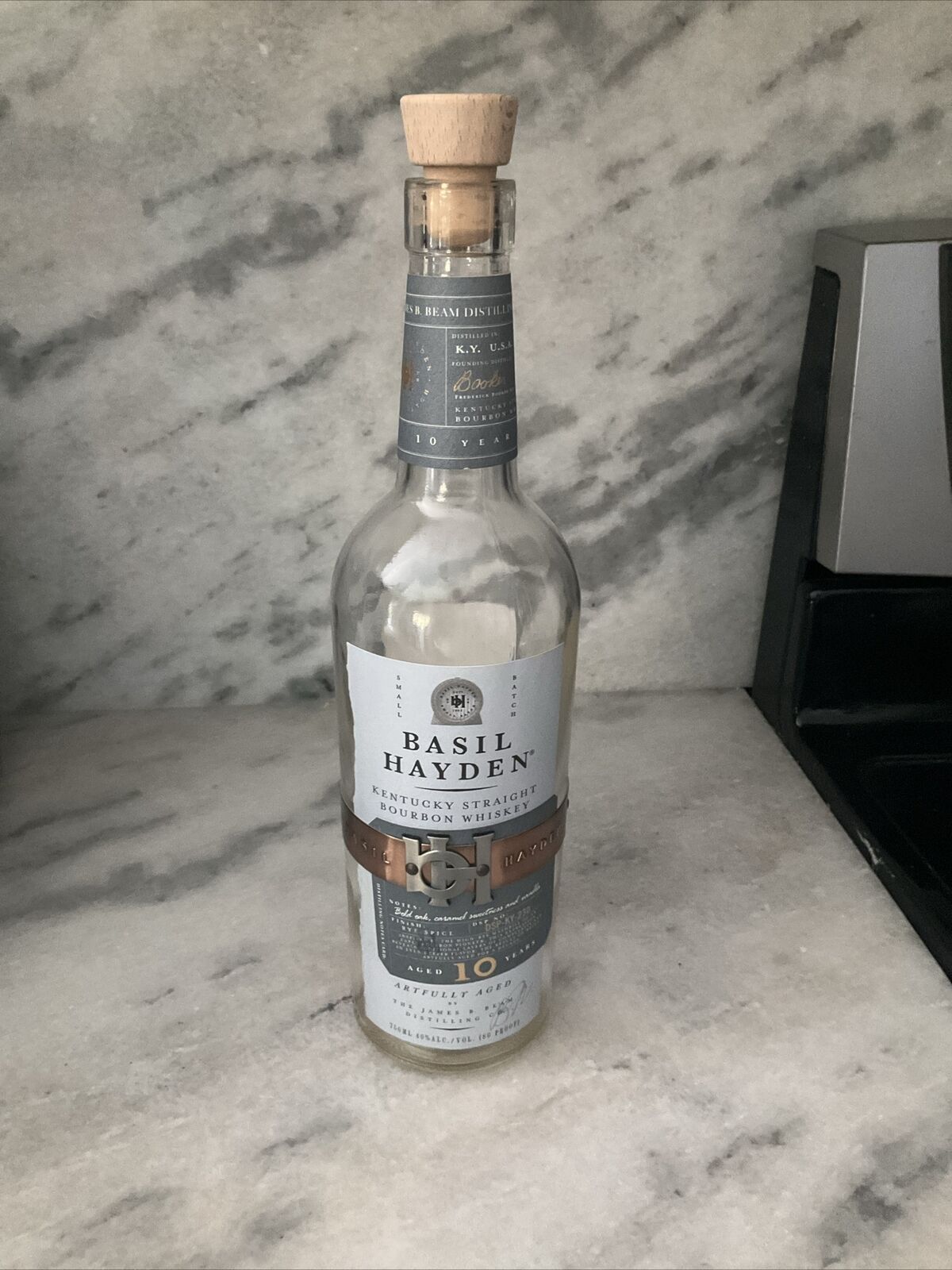 Basil Hayden’s Whiskey Empty Bottle 1 L Liter Aged 10 years Unwashed