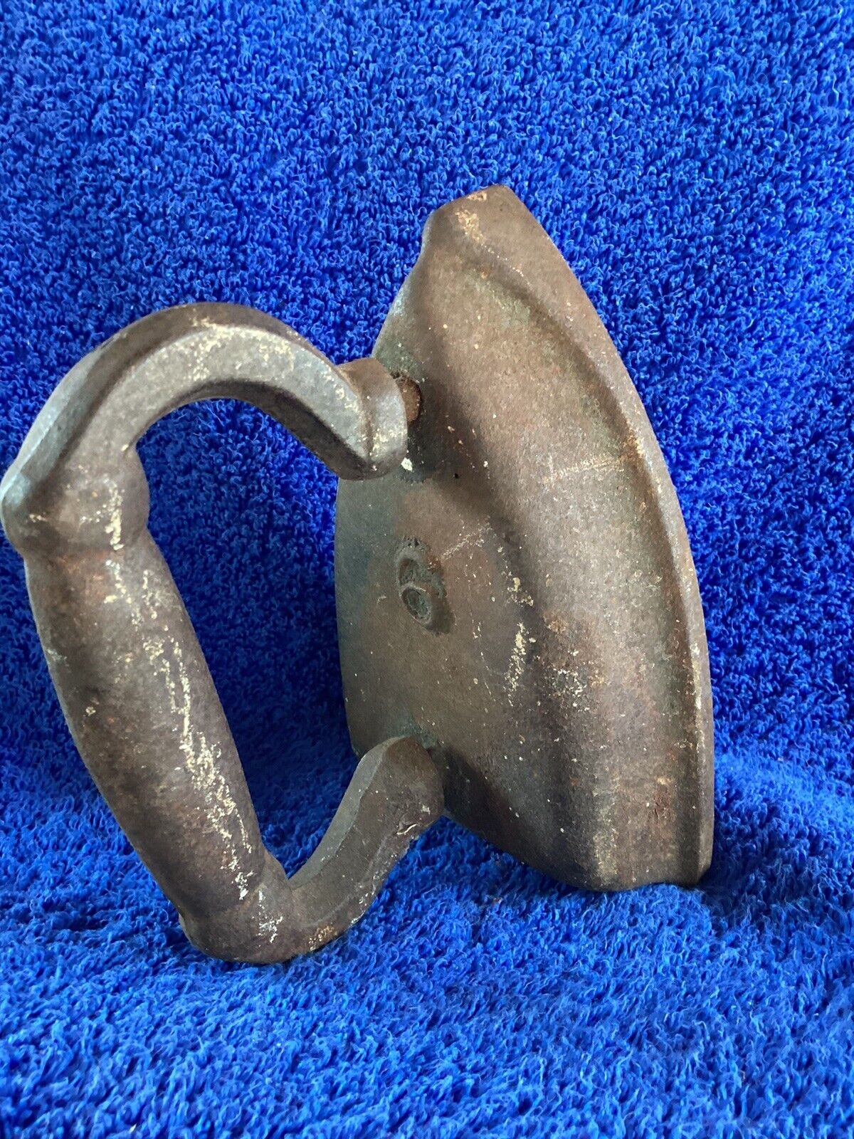 Vintage Cast Iron Flat Iron With Handle, # 6 ,   Heavy, Antique….