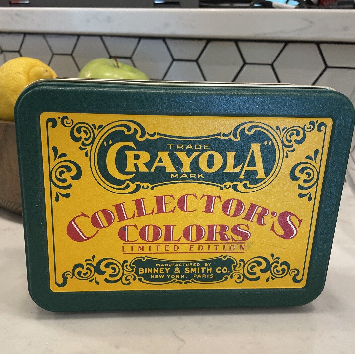 Vintage 1991 Crayola Tin Has A Dent On Corner